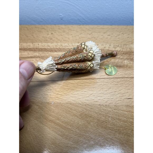 Kurt Adler Louis Nichole Folded Umbrella Christmas Ornament Resin Cream Color - Picture 7 of 7
